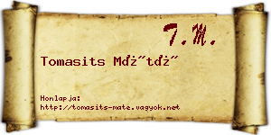 Tomasits Máté névjegykártya